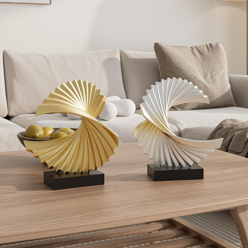 Paytonture Gold Ocean Wave Statue - Modern Abstract Art Decor for Home, Office Desk, and Shelf - Resin Accent Piece for Men
