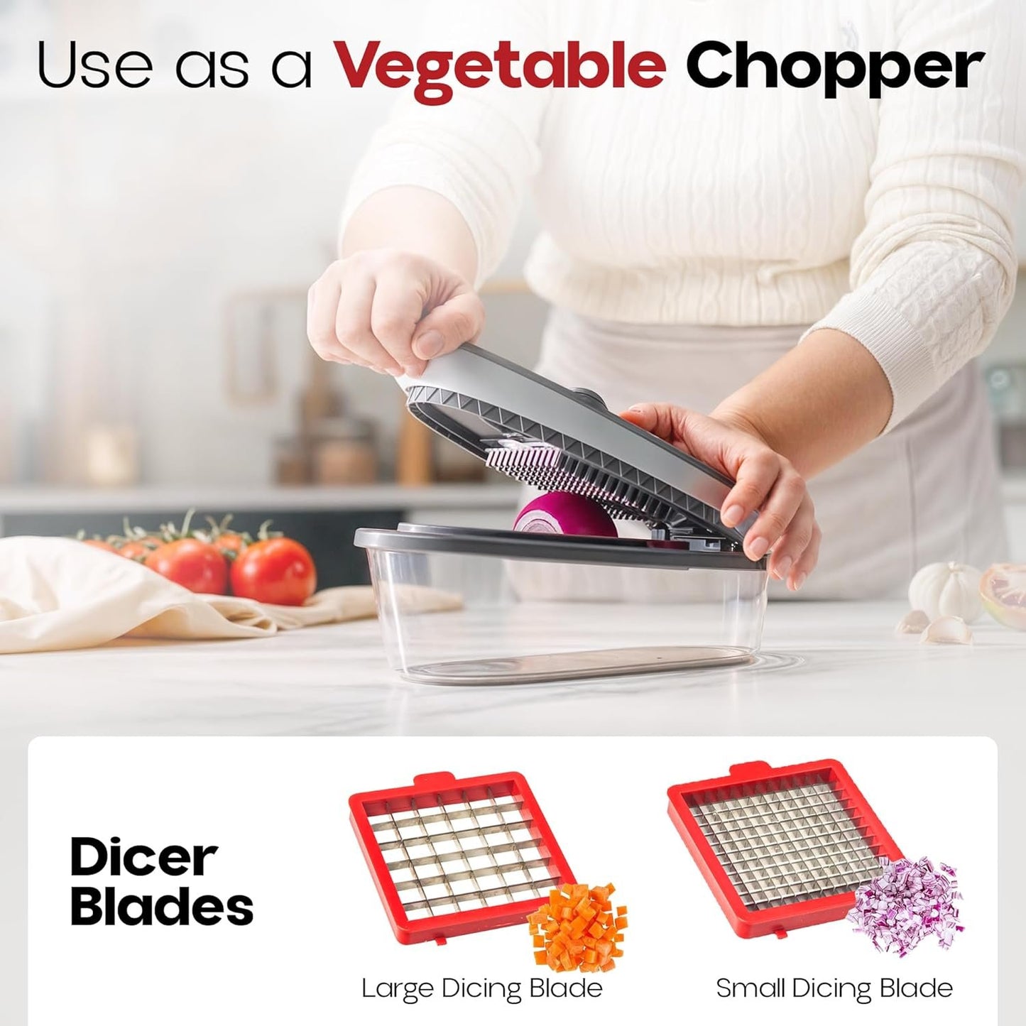 CHOPZILLA Veggie Chopper with Container, All in 1 Vegetable Chopper, Food Chopper, Onion Chopper, Fruit Cutter, Salad Chopper, Potato Vegetable Slicer, Hachoir a Legumes As Seen on TV