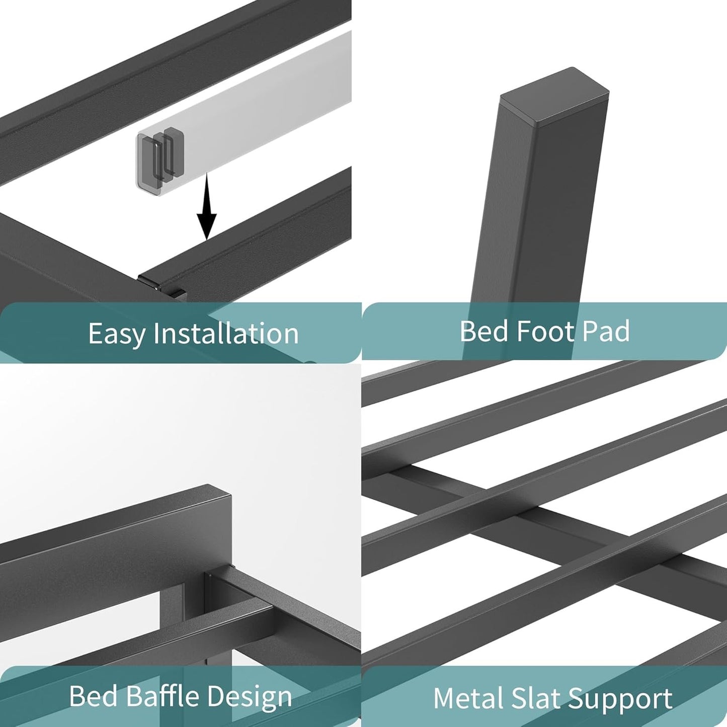 ChicZhiNest Twin Size Black Metal Bed Frame with USB Charging Station, LED Ambient Lighting, and Wooden Storage Headboard - Includes Under-Bed Storage, No Box Spring Needed, Noise Free, Easy Assembly