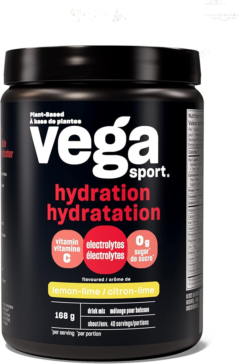 Vega Sport Pre-Workout Energizer, Lemon Lime (30 Servings) & Sport Hydration Electrolyte Powder Lemon Lime (40 Servings)