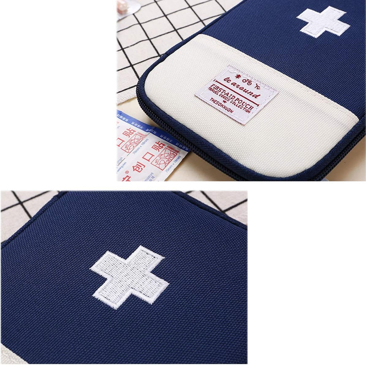 iMapo Portable Mini First Aid Kit, Empty Travel Medicine Bag, Small Medical Organizer Storage Pouch, Pill Drug Package Container for Outdoor Activities Sports Camping Hiking Emergency - Blue