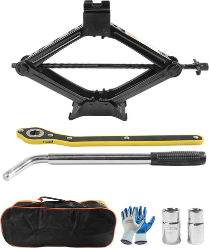Bylikeho Scissor Jack Lift - 2 Ton Car Tire Jack Tool, Universal Emergency Kit with Lug Wrench, Portable Tire Changing Kit for Car, Truck, SUV
