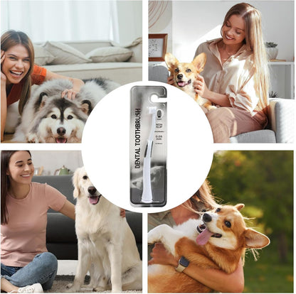 Dog Toothbrush, Kitten with Soft Bristles, Non-Slip Pets Oral Cares Brush, Teeth Cleaning Tool, Gentle Pet Grooming, Home Care and Hygiene for Dogs and Cats, 16.8x1.9x0.8cm