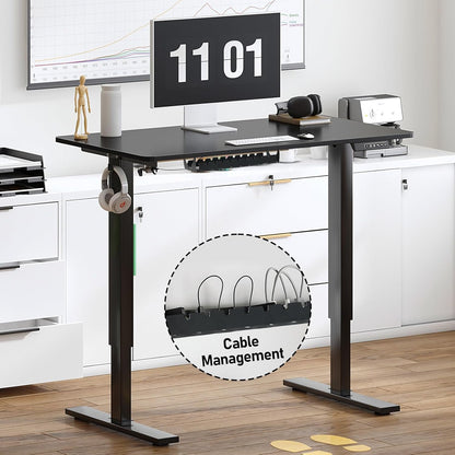 sogesfurniture 39.4" Height Adjustable Electric Standing Desk, Sit Stand up Desk Ergonomic Computer Desk with Memory Preset, Lift Motorized Desk Workstation for Office Home Work, Black