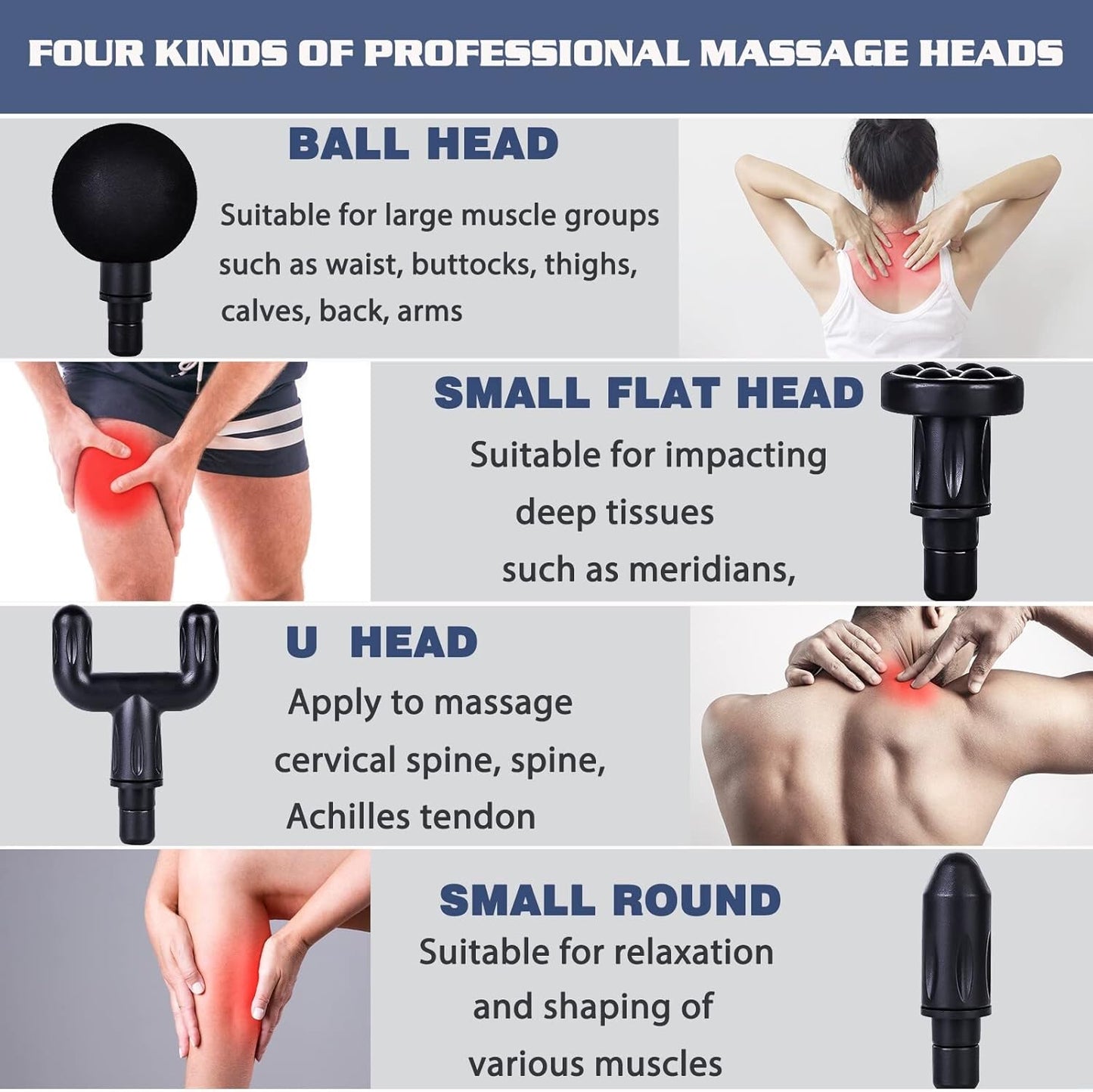 Massage Gun, Mini Massage Gun, Muscle Massager, Portable 6 Speed, USB C Charging Port and 4 Massage Heads, 40DB Ultra Quiet (Black)
