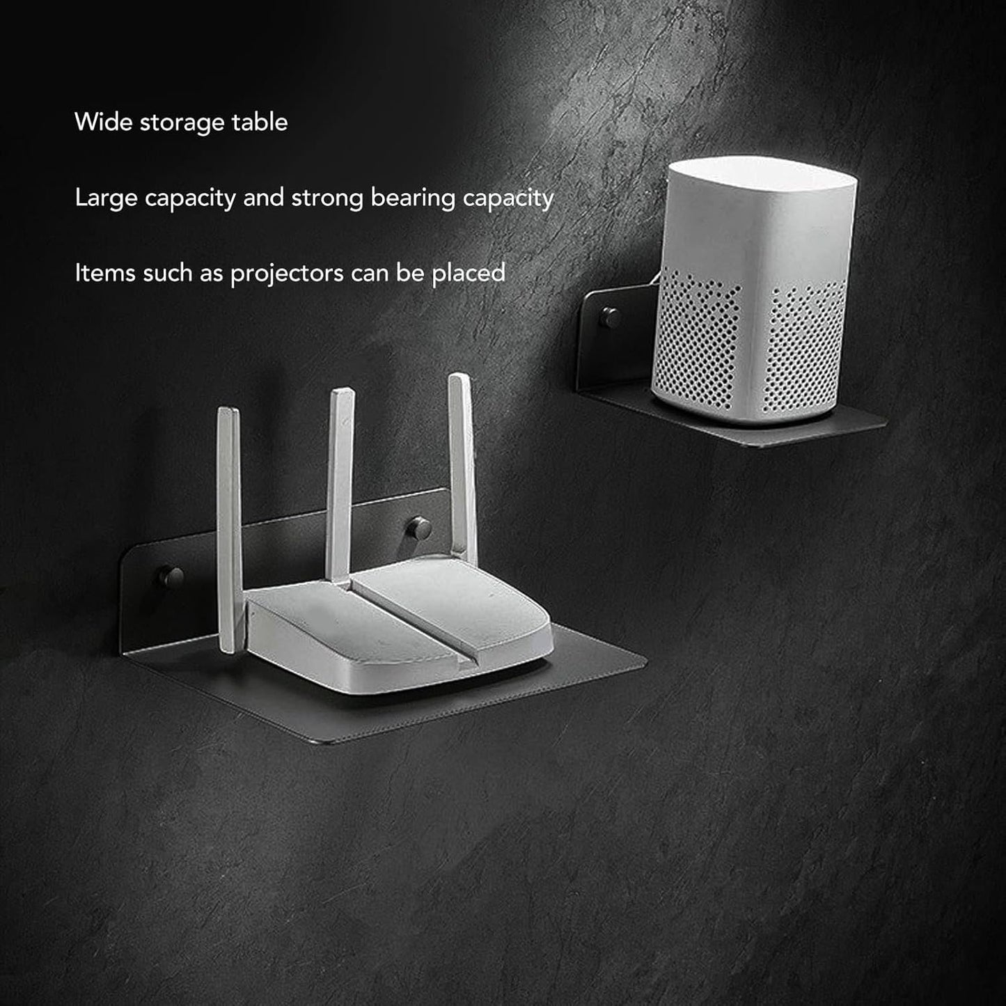 ElgnAura Floating Shelf for WiFi Router, Stainless Steel Wall Mount Shelf, Small Wall Shelf for Modem, Gaming System & Streaming Media Device