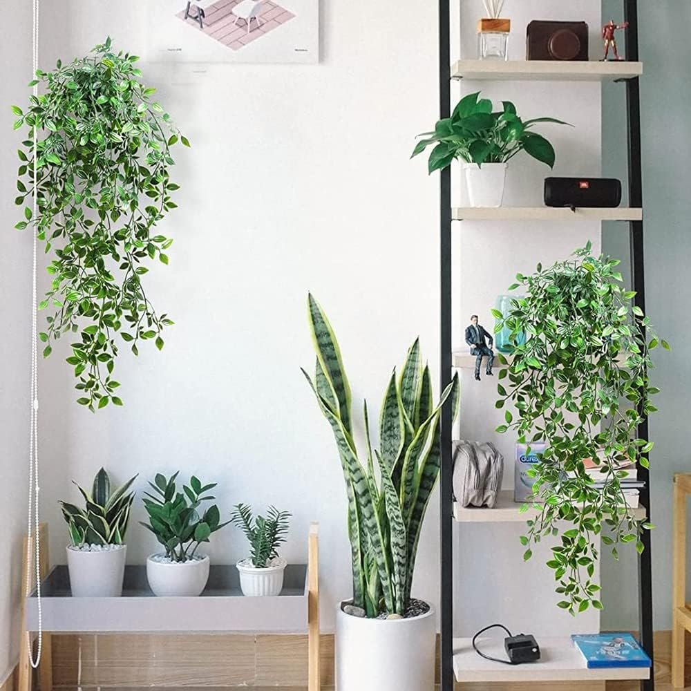 3 Pack Artificial Hanging Plants Potted Greenery Decor Fake Ivy Plant Vine Plastic Plant for Office Farmhouse Home Indoor Outdoor Decor Wall House Room Decoration Wall Wedding Party Home Garden