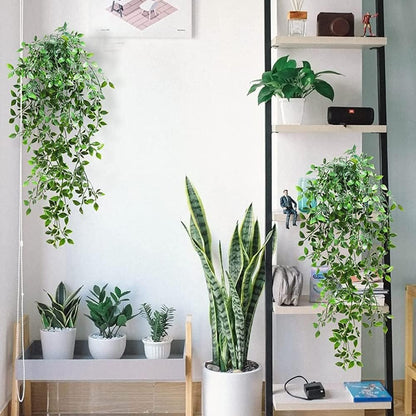 3 Pack Artificial Hanging Plants Potted Greenery Decor Fake Ivy Plant Vine Plastic Plant for Office Farmhouse Home Indoor Outdoor Decor Wall House Room Decoration Wall Wedding Party Home Garden