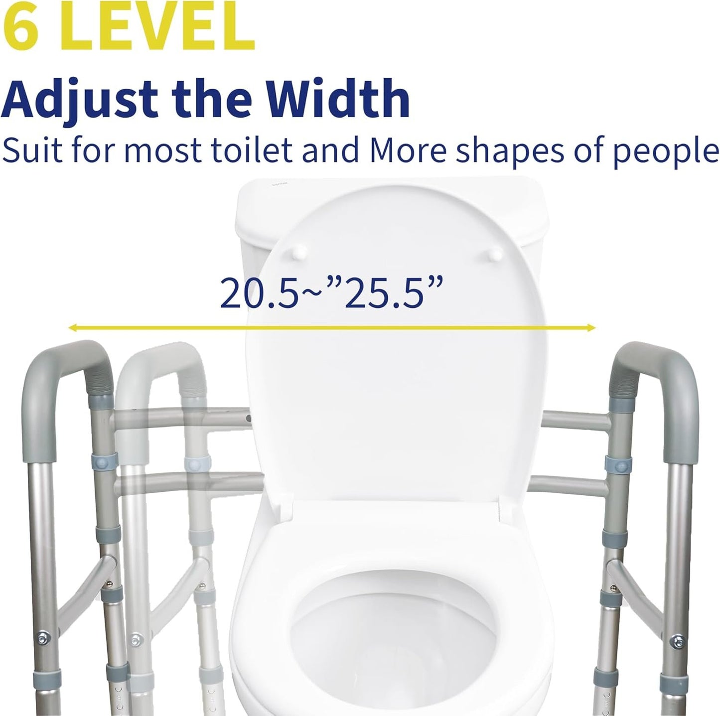 LandTale Toilet Safety Rails, Adjustable Toilet Rails for Elderly Adults Senior Disabled Handicap, Toilet Assistance Handles Safety Frames