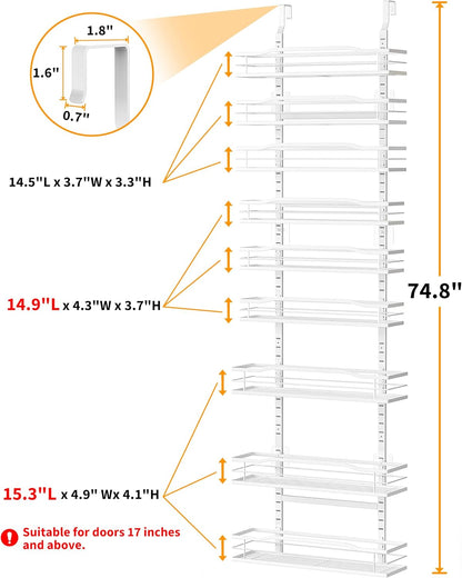 Moforoco White 9-Tier Over The Door Pantry Organizer, Pantry Organization And Storage, Metal Hanging Spice Rack Shelves Door, Home & Kitchen Essentials, Laundry Room Bathroom Organization