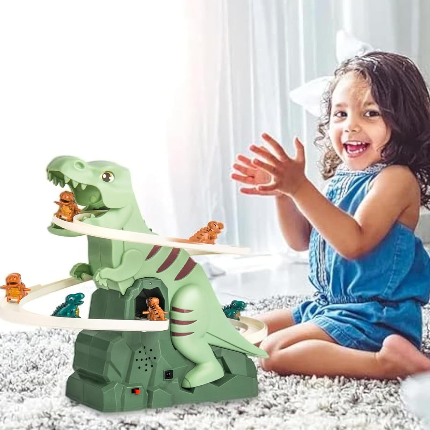 Climbing Dinosaur Toy, Interactive Track Slide Game, Roller Coaster Adventure Playset, Lights & Music, Educational & Realistic Design, Indoor & Outdoor Play, Dinosauri & Accessories