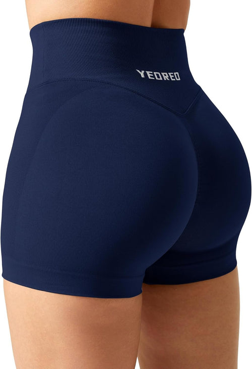 YEOREO Scrunch Butt Workout Shorts Women 3.5" Seamless V Cross Waist Sport Gym Amplify Impact Shorts