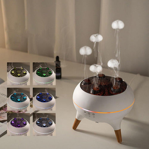 Jellyfel Diffuser, Jellyfel Lamp Diffuser, 2-in-1 Ultrasonic Aromatherapy Diffuser & Jellyfish Mist Humidifier with 7-Color LED Light, Dual Mist Modes, Remote Control & Timer, 250ml Water Tank (White)