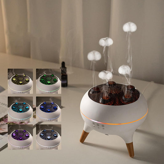 Jellyfel Diffuser, Jellyfel Lamp Diffuser, 2-in-1 Ultrasonic Aromatherapy Diffuser & Jellyfish Mist Humidifier with 7-Color LED Light, Dual Mist Modes, Remote Control & Timer, 250ml Water Tank (White)