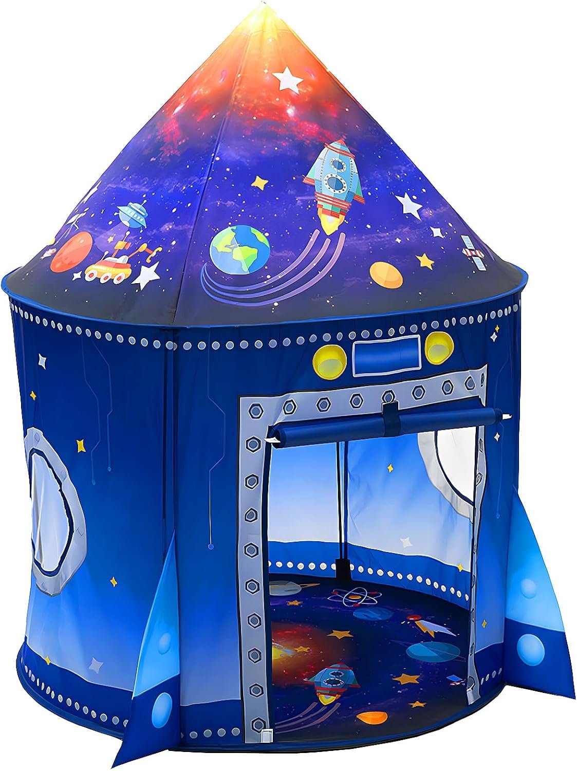 WillingHeart Rocket Ship Play Tent for Kids, Astronaut Spaceship Space Themed Pretend Playhouse Indoor Outdoor Games Party Children Pop Up Foldable Tent Birthday Toy for Boys Girls Toddler Baby
