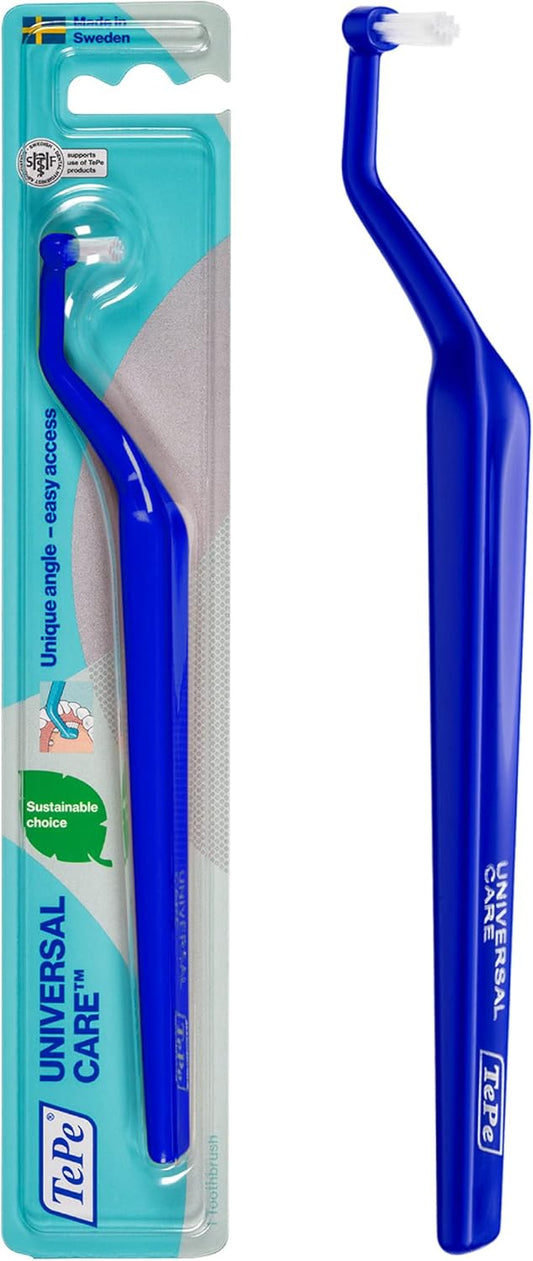 TePe Universal Care - Spazzolino per impianti e apparecchi ortodontici / Spazzolino speciale con collo angolato, colori assortiti, 1 pz x confezione
