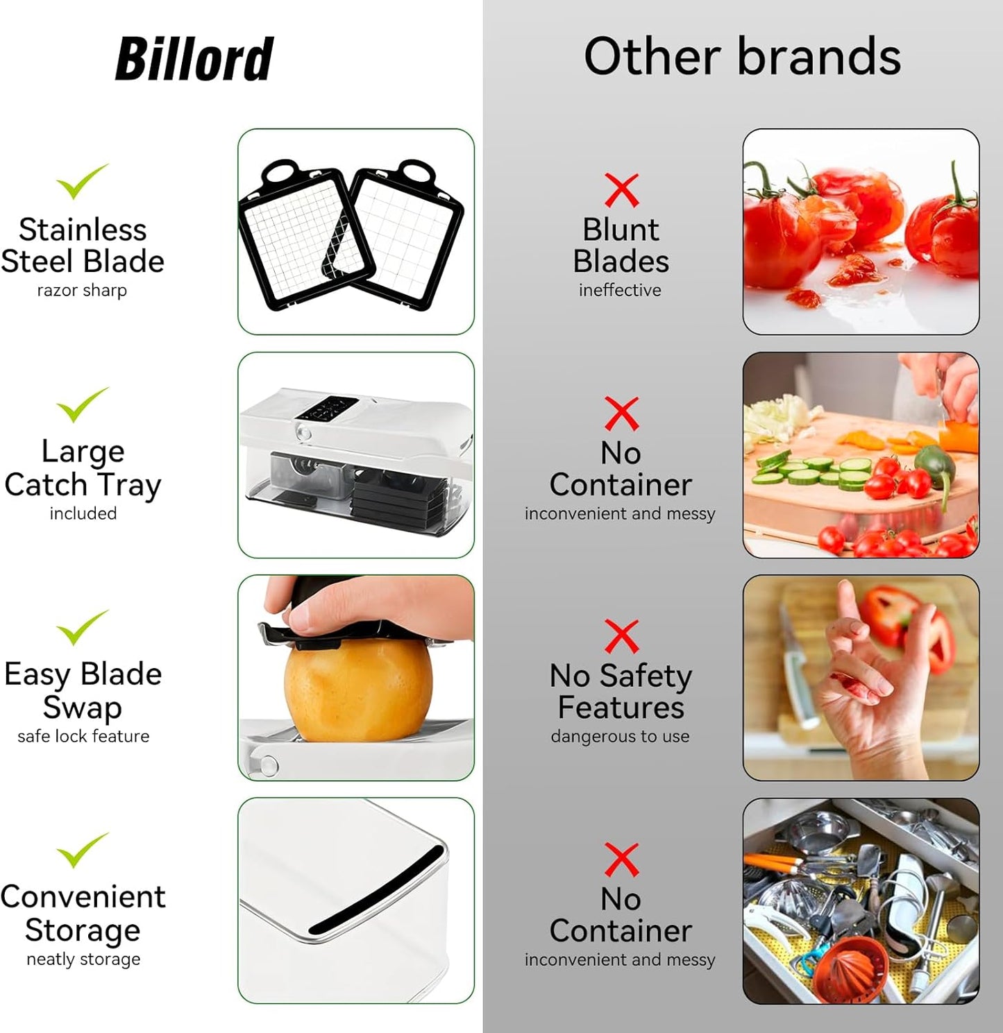 Billord Vegetable Chopper - 18in1 Professional Onion Chopper & Spiraizer with Container, Food Cutter Fruit Slicer, Kitchen Gadgets & Accessories or Salad Potato Carrot Garlic, Vegetable Cutter Tools
