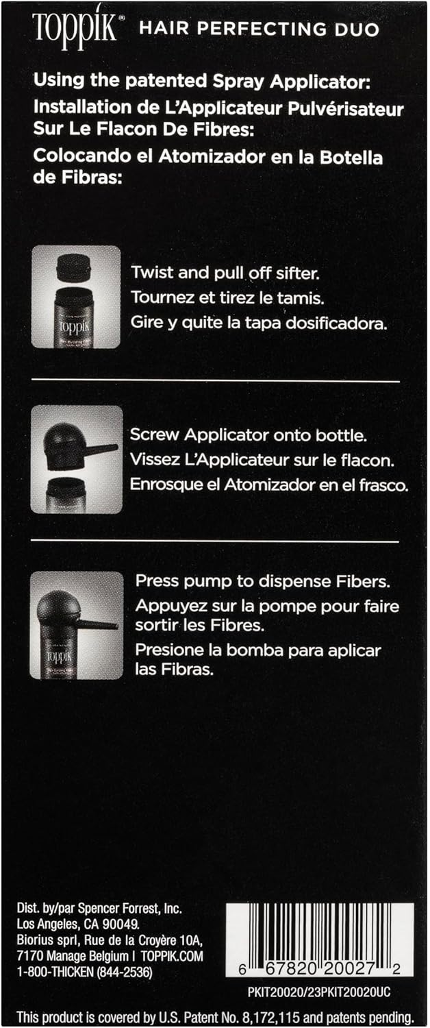 Toppik Hair Perfecting Duo - Hides Extension Tracks - Natural & Fuller Look - Organic Keratin - Easy to Apply - For Men & Women - Hairline Care - Hair Loss Products - Hairline Optimiser - 27.5g