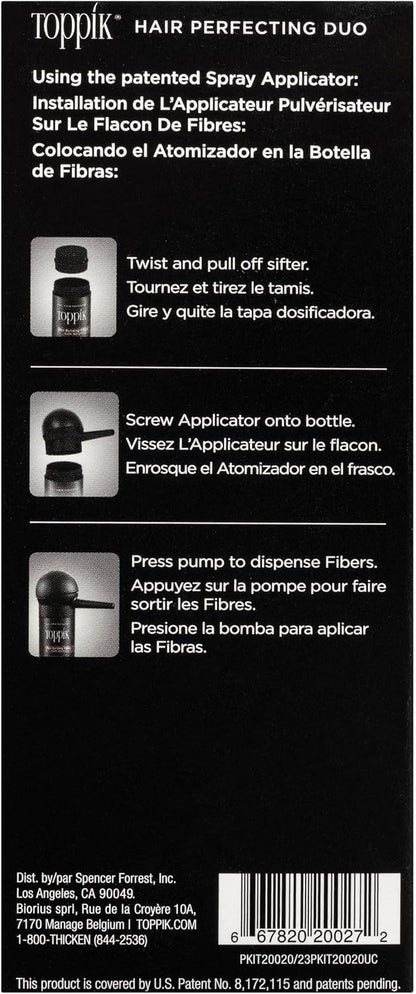 Toppik Hair Perfecting Duo - Hides Extension Tracks - Natural & Fuller Look - Organic Keratin - Easy to Apply - For Men & Women - Hairline Care - Hair Loss Products - Hairline Optimiser - 27.5g