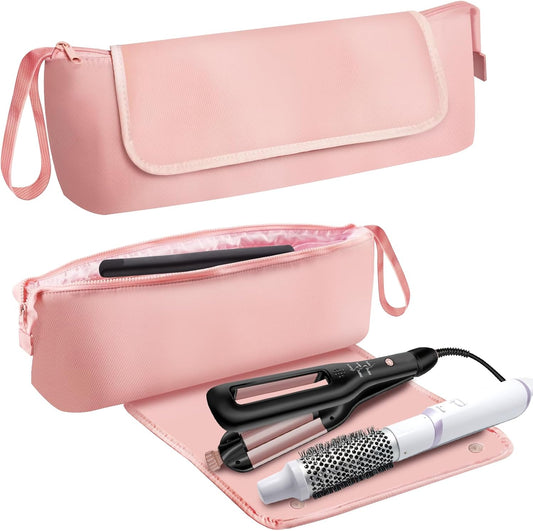 Hair Tools Travel Bag with Heat Resistant Mat, Neoprene Portable Organizer for Flat Irons, Straighteners, Curling Irons, and Hair Care Accessories with Interior Pockets Great Travel Essentials