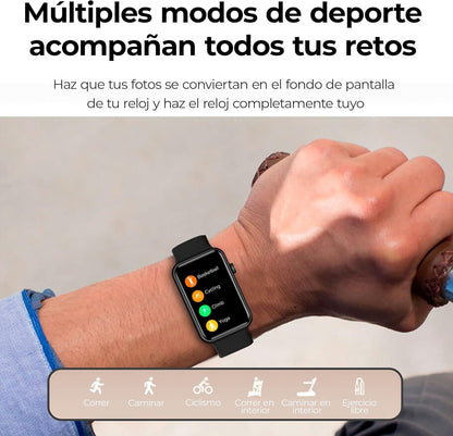 Smartwatch Ksix Tube, 1.57 Inch Multi-Touch Display, 7 Days, App Included, Health Monitoring, Multisport Mode, Waterproof, Black