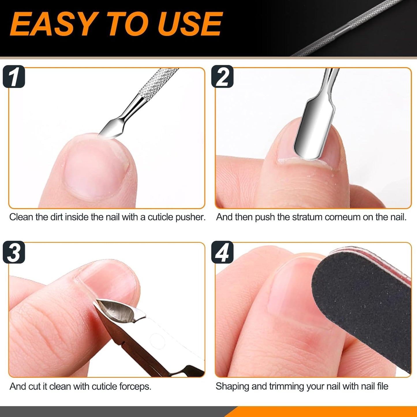Rustark 9Pcs Nail File Set Includes Nail Files, Nail Sponge Buffer Blocks Polished, Cuticle Nipper, Nail Dust Brush, Nail Cuticle Pusher for Nail Care Manicure Nail Cuticle Trimming