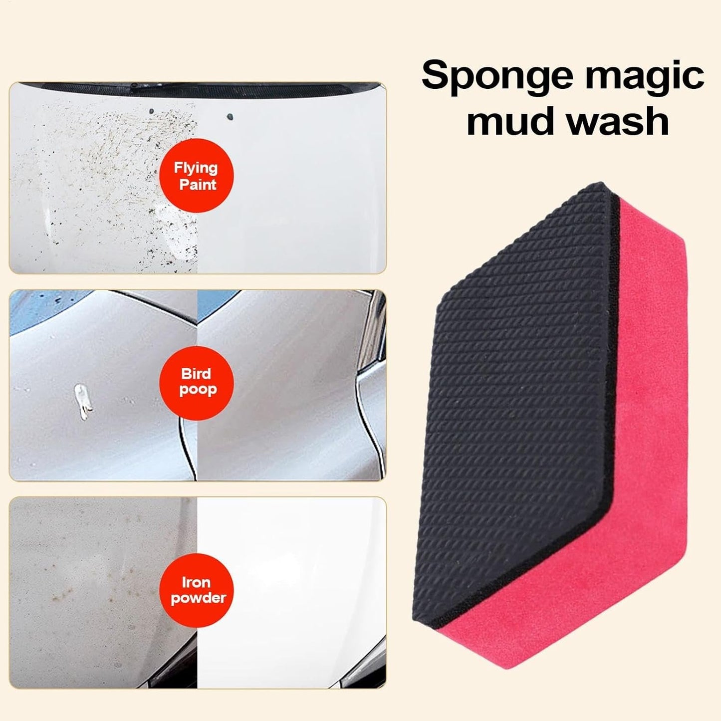 Car Clay Bar Sponge - Car Detailing Clay Bar | Clay Bar Block, Car Cleaning Sponge, Car Detailing Clay, Contaminant Eraser Removing Paint Grime Debris