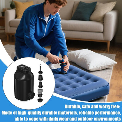 Rechargeable Air Pump, Electric Inflatable Device, Portable LED Light Accessory, Five Nozzle Kit for Pool Camping Sleeping Bags, Travel Gear Inflation for Outdoor Use