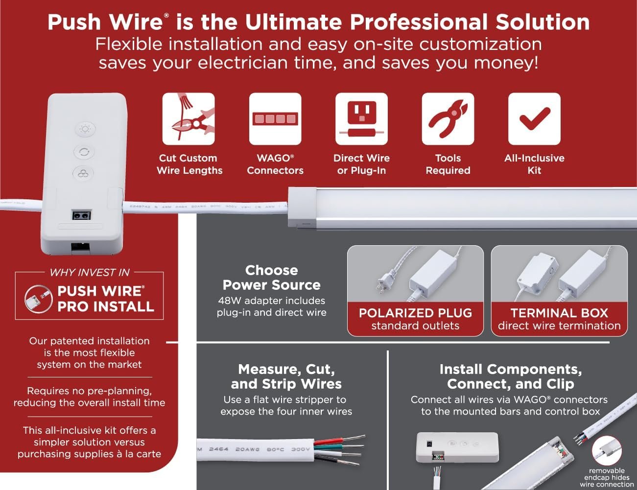 BLACK+DECKER Professional Push Wire® Matter Certified Smart Under Cabinet Lighting Kit, Adjustable White and RGB LEDs, Works with Alexa, Apple Home, Google Home, (6) 12" Bars