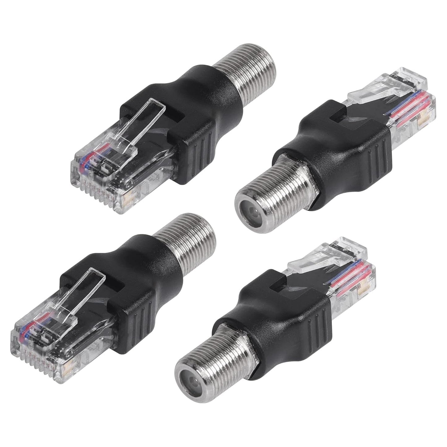 CERRXIAN 4PCS RF to RJ45 Coaxial Converter RF Female to RJ45 Male Coax Barrel Adapters for Line Tester