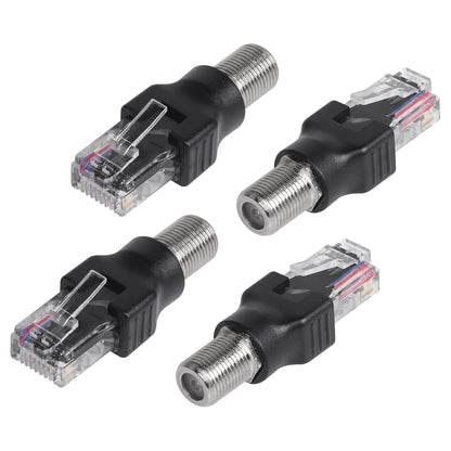 CERRXIAN 4PCS RF to RJ45 Coaxial Converter RF Female to RJ45 Male Coax Barrel Adapters for Line Tester