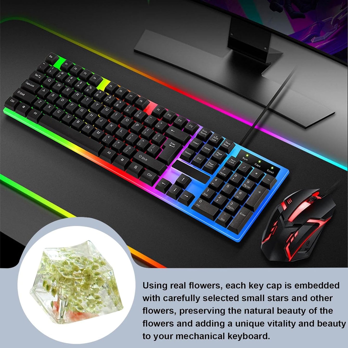 Resin Keyboard Keycaps, Gypsophila Translucent Shine-Through R4 Keycap Set, Game Keyboard Upgrade, Enhanced Typing Experience For Mechanical Keyboards, Durable Custom Keycaps