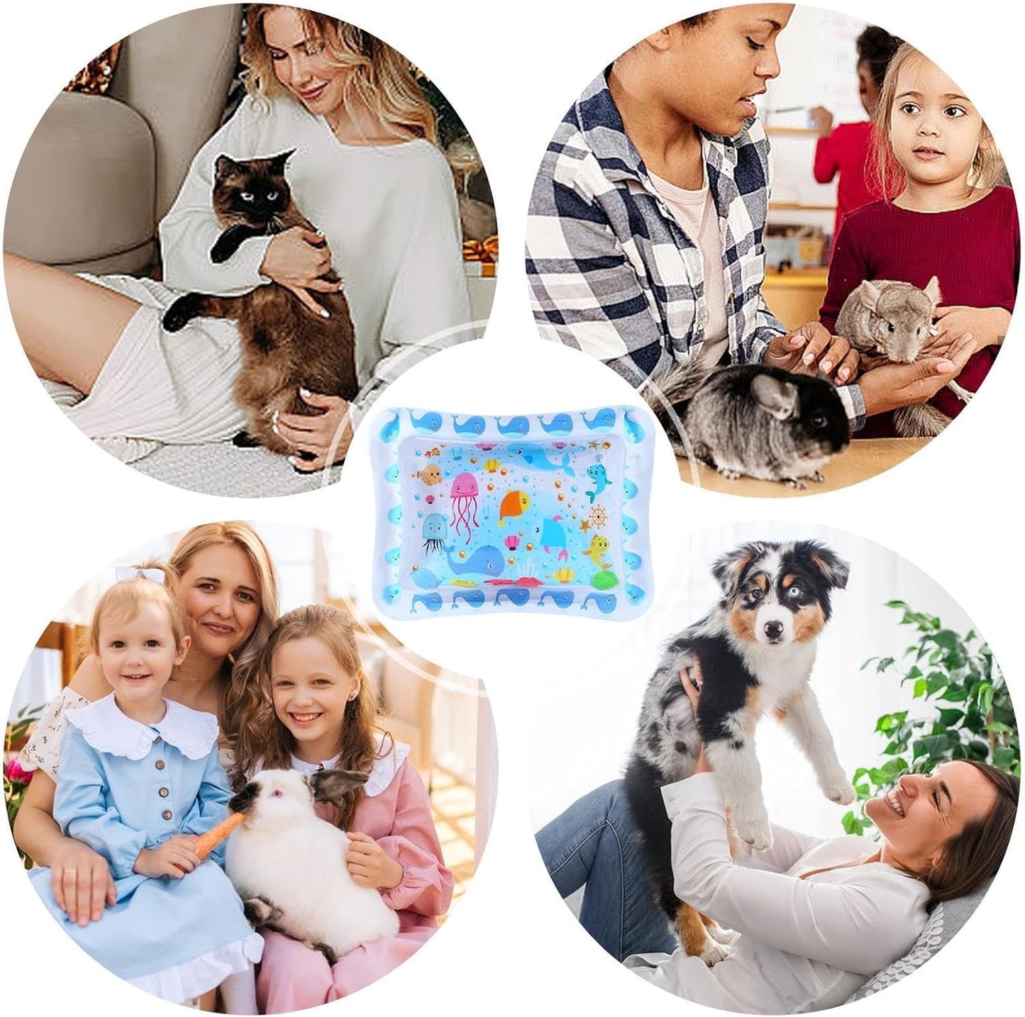 Jubilofex Tappetino Sensoriale Acquatico,Tappetino Pieghevole per Gatti con Effetto Acqua - Accessorio per Animali Domestici Gonfiabile Rinforzato per Casa Interni Esterno Soggiorno Camera da Letto