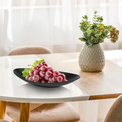 Huiguli Black Oval Tray, Modern Design Key Holder Organizer for Entrance, Empty Entrance Pockets, Storage Tray for Watches Keys Coins Rings Fruit