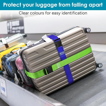 Travel Inspira Luggage Strap with TSA Combination Lock - Adjustable, Easy to Use, Protect Your Luggage (Green + Orange + Red + Purple)