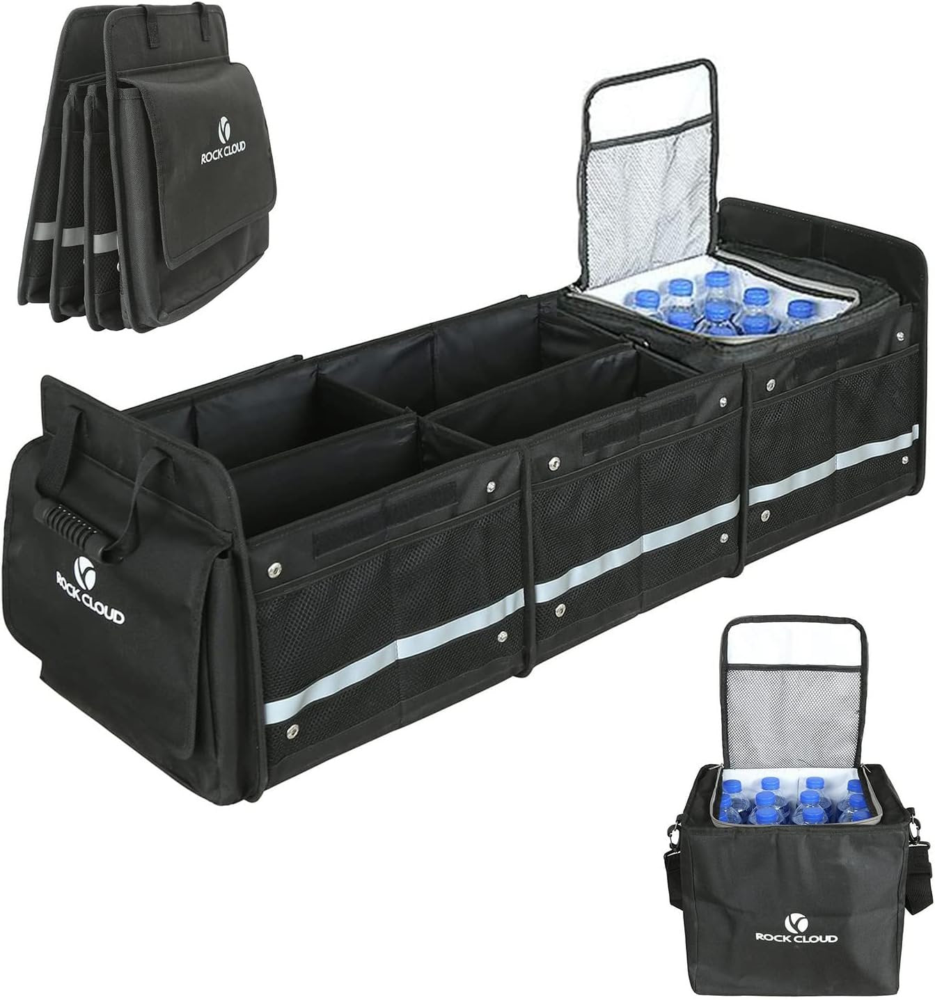 Rock Cloud Car Trunk Organizer (80L) Automotive boot bags Waterproof Foldable Cover Multi Compartment Expandableï¼ˆwith Insulated Leakproof Cooler Bag + 2mm PE Boardï¼‰