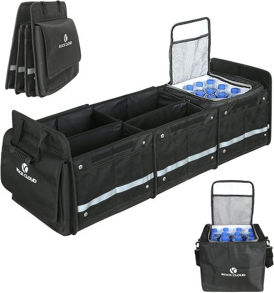 Rock Cloud Car Trunk Organizer (80L) Automotive boot bags Waterproof Foldable Cover Multi Compartment Expandableï¼ˆwith Insulated Leakproof Cooler Bag + 2mm PE Boardï¼‰