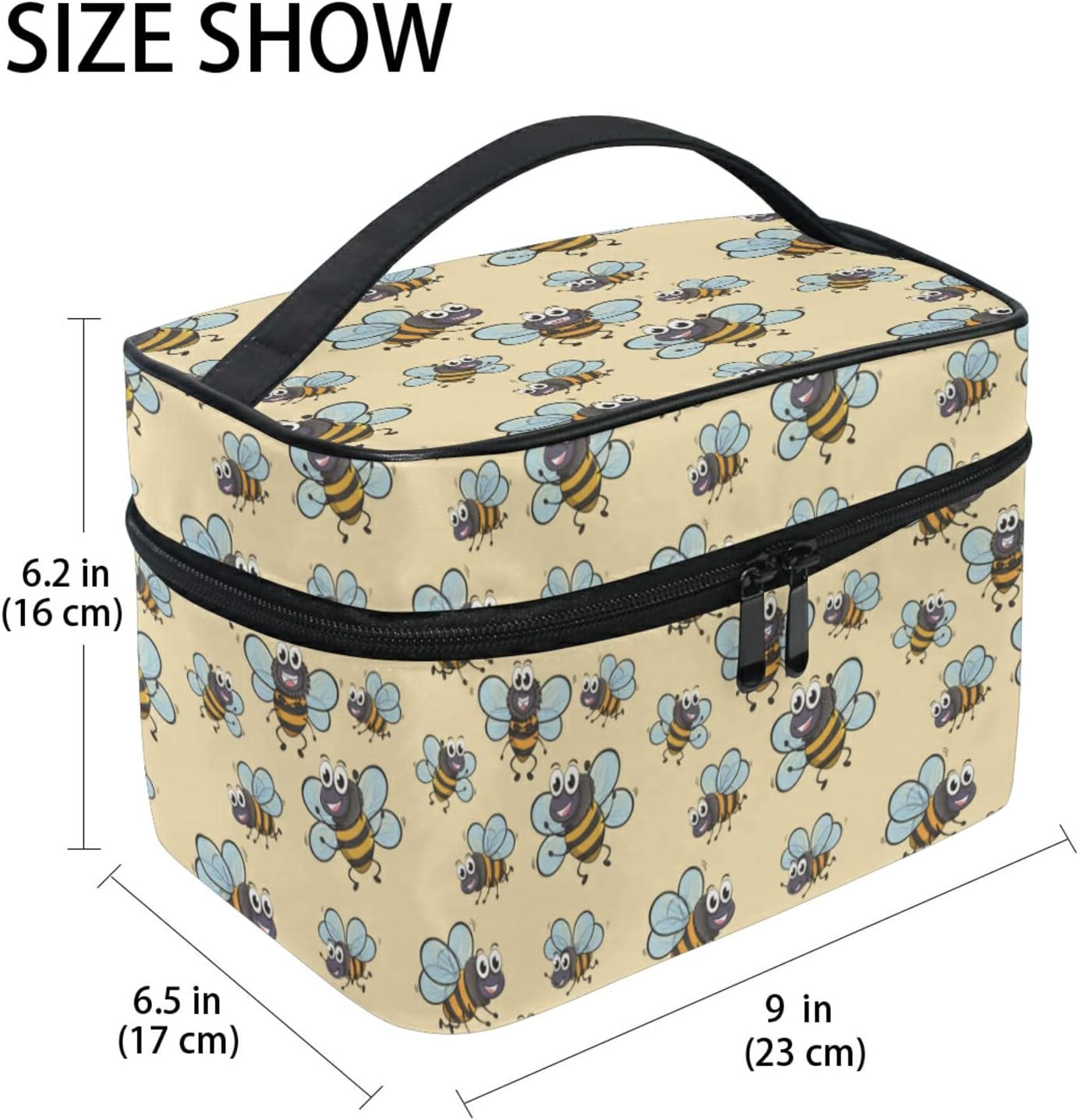 Cartoon Baby Cute Bee Beauty Case for Travel Women Cosmetics Bag Make up Makeup Bags Makeup Organizer Girl, Cute Funny