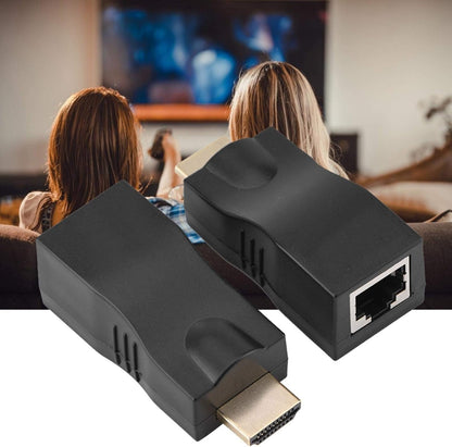 Dilwe HDMI to RJ45 Converter, 30M Lossless Single Cable Extender, 4k * 2k HDMI to RJ45 Conversion Adapter, Supports HDMI1.4 3D 1080P, Plug and Play, Stable Transmission