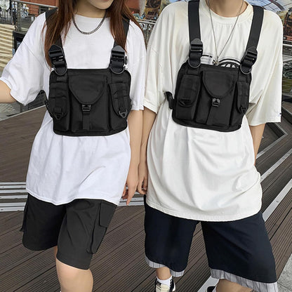 Vest Bag, Chest Pouch, Adjustable Shoulder Straps, Multi-Pocket Organizer, For Running, Fishing, Outdoor Sports, Hiking, Travel, 11.02 x 9.06 x 0.79 inches, Compact Gear Carrie