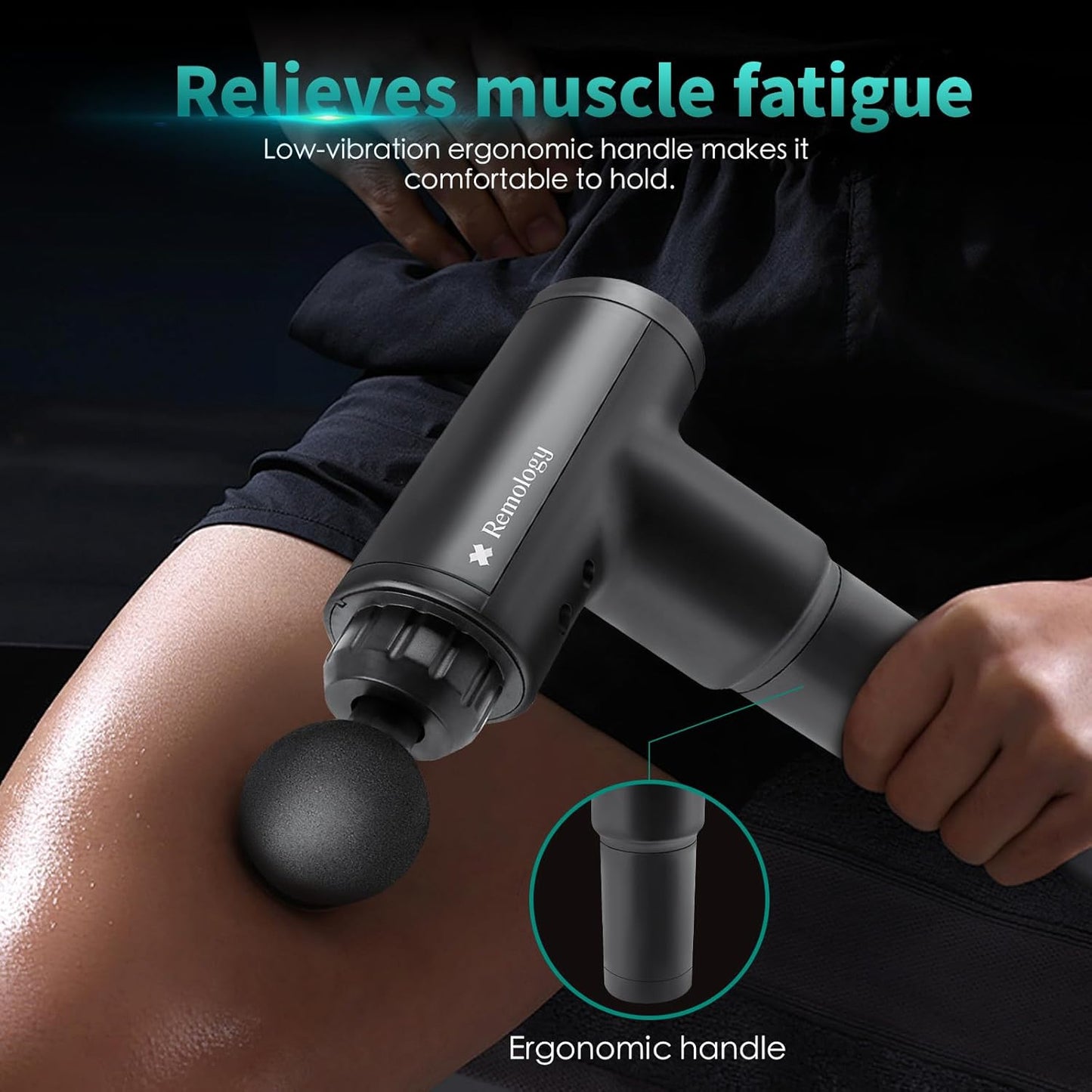 Remology Impact Therapy Massage Gun for Pain Relax – 6-Speed Muscle Massager, Percussion Massage Tool with 4 Heads, Rechargeable Vibrating Massage Gun