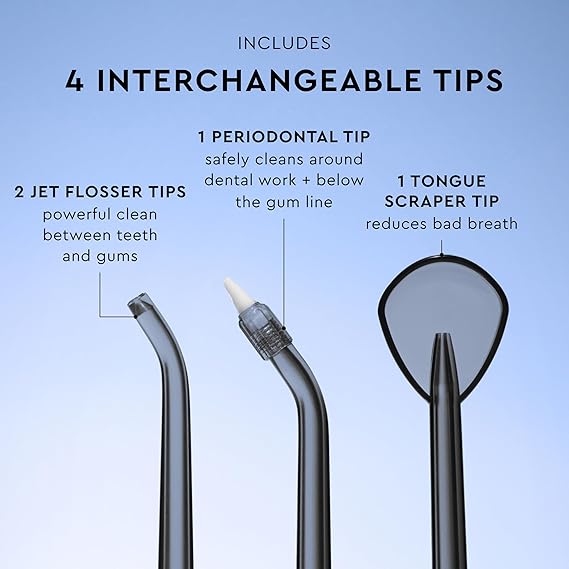Moon Cordless Water Flosser for Teeth Cleaning, Plaque Removal & Gum Health - Water Pick with Gentle or Deep Clean Mode, 4 Interchangeable Tips & 8 Week Charge - Safe for Braces (1 Count)