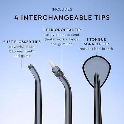 Moon Cordless Water Flosser for Teeth Cleaning, Plaque Removal & Gum Health - Water Pick with Gentle or Deep Clean Mode, 4 Interchangeable Tips & 8 Week Charge - Safe for Braces (1 Count)
