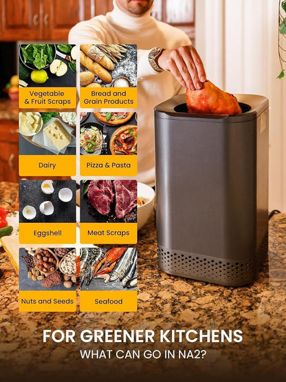 Nagual Smart Electric Composter for Kitchen, Counter 2.5L Mill Composter Kitchen Bin, Odorless/Low Noise/Auto-Stop, Disposer One-Key Turn Food Waste into Fertilizer