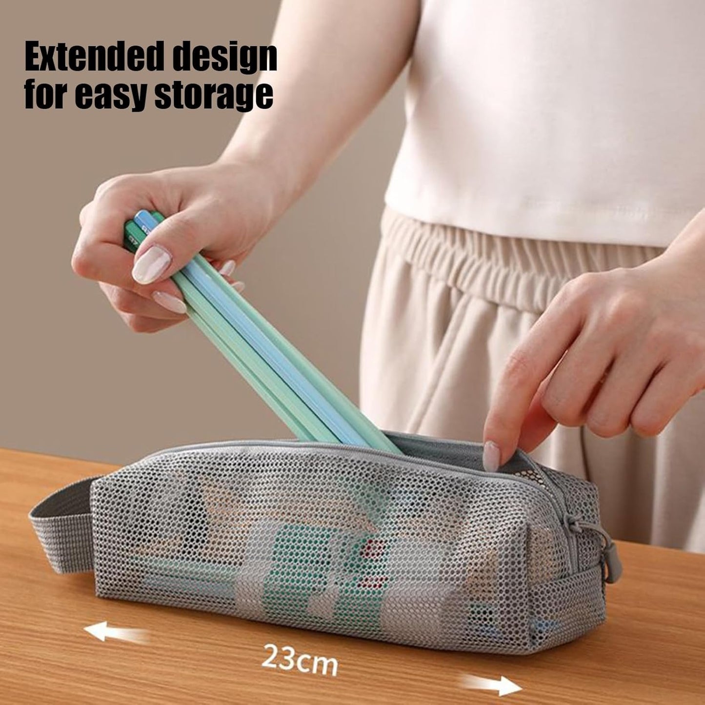 GÃ©nÃ©rique Travel Toiletry Bag, Portable Toothbrush Pouch, 9.06x2.56x2.17 inches Multi-Functional Toiletry Organizer, Compact Design, Mesh Hygiene Kit for Vacation, Gym, Hospital and Aiplane, Grey, Se