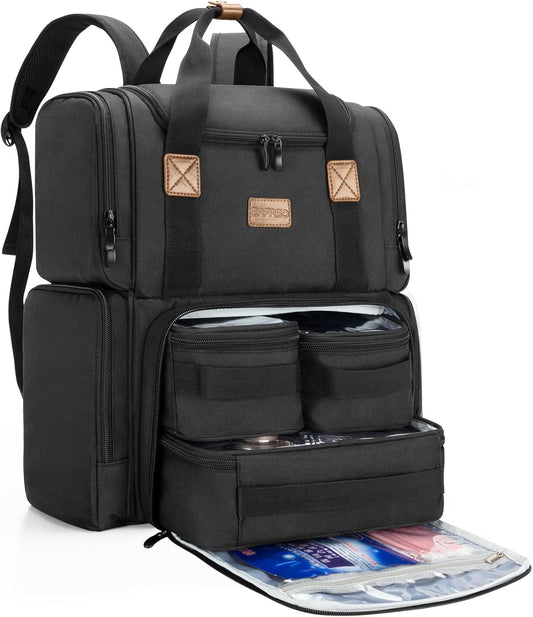 BAFASO Cosmetic Bag Backpack with 3 Removable Inner Pockets, Travel Makeup Bag with Multiple Pockets, Black