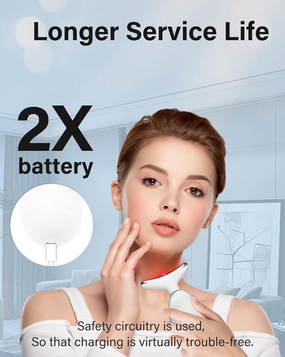 KEESON Red Light Therapy for Face, 7 in 1 Neck Face Massager -Based on Triple Action LED, Vibration and Thermal Technologies, 7 Color LED Skin Rejuvenation for Facial Massager & Neck Beauty Device