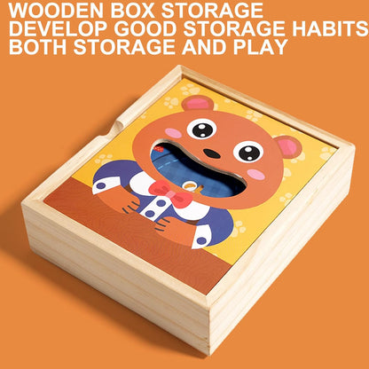 Wooden Feeding Toy, Bear Pretend Food Set, Encourages Learning Play Set, Educational Training Game for Toddler Ages 3+, 6.61 x 5.79 x 1.89 inches, Multicolour