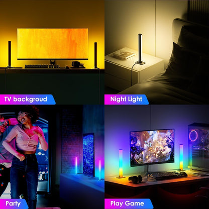 Smart LED Light Bars, 2 Pack 24cm RGBICWW WiFi Gaming Lights Ambient Lighting, TV Backlight Compatible with Alexa and Google Assistant