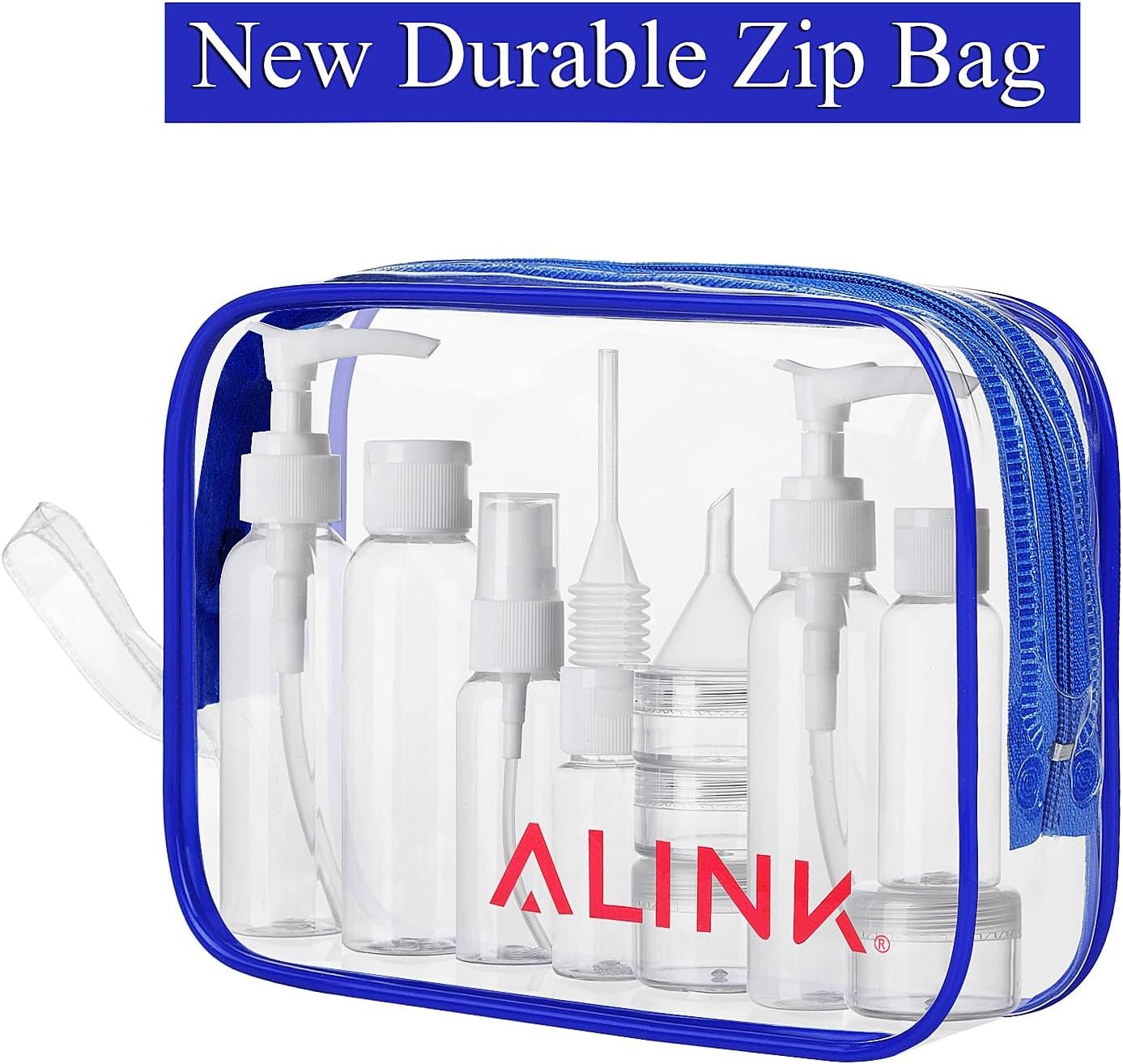 Alink 16pcs Travel Size Toiletry Bottles Set, TSA Approved Clear Cosmetic Makeup Liquid Containers